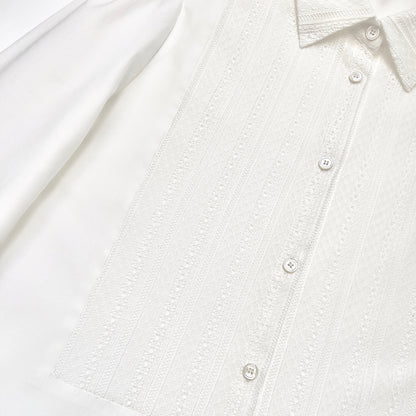 Chemisier en dentelle blanche avec plastron, haute qualité made in Franc